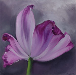 "Reaching Up", 12 x 12 inches, Oil and Silver on Canvas