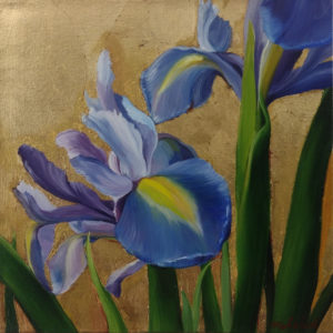 "Bach's Fugue No.9", 12 x 12 inches, Oil and gold on canvas