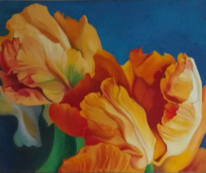 "Tulips in Orange", 24 x 30 inches, Oil on canvas